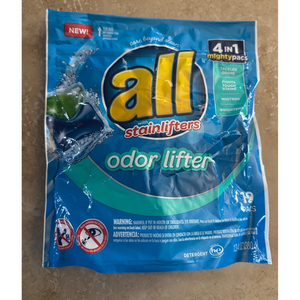 all Stainlifters Odor Lifter 4in1 MightyPacs Laundry Detergent 19ct  NEW